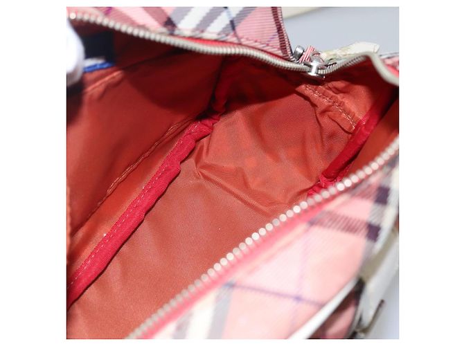 Borsa a spalla Burberry Nova Check Blue Label in nylon rosa argento autentica ac3585 - vista 18