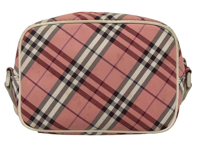 Borsa a spalla Burberry Nova Check Blue Label in nylon rosa argento autentica ac3585 - vista 2