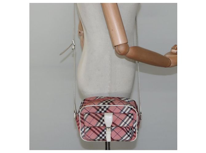 Borsa a spalla Burberry Nova Check Blue Label in nylon rosa argento autentica ac3585 - vista 22