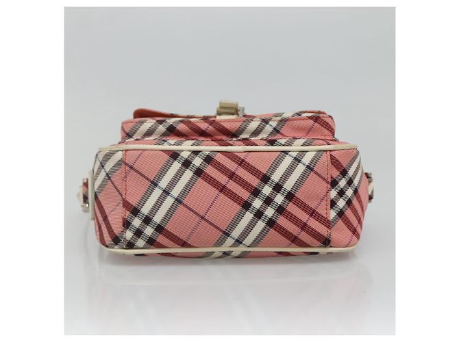 Borsa a spalla Burberry Nova Check Blue Label in nylon rosa argento autentica ac3585 - vista 5