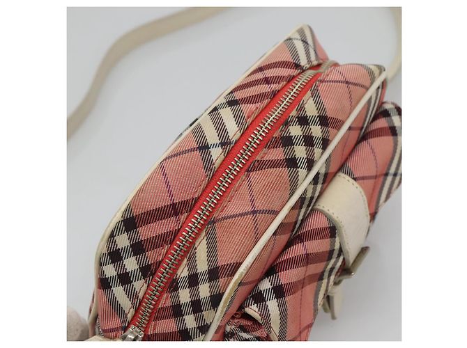 Borsa a spalla Burberry Nova Check Blue Label in nylon rosa argento autentica ac3585 - vista 6