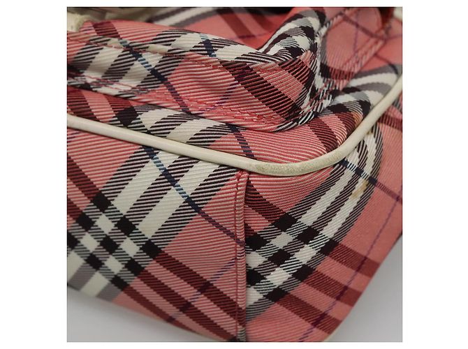 Borsa a spalla Burberry Nova Check Blue Label in nylon rosa argento autentica ac3585 - vista 9