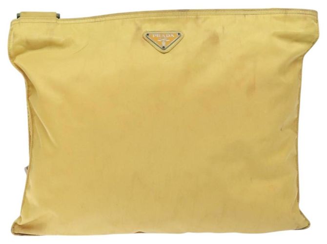 Borsa a Spalla PRADA in Nylon Giallo Auth 127873 - vista 13