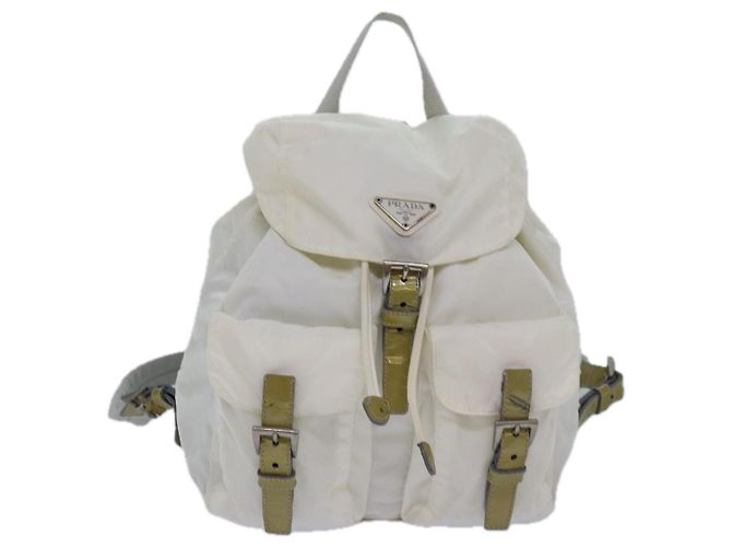 PRADA Backpack Nylon White Silver Auth 85291V Silvery - view 13