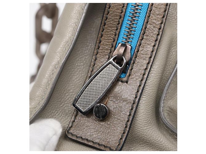 Borsa a spalla in pelle beige grigio argento con chiusura a lucchetto BALENCIAGA Auth am6814V - vista 10