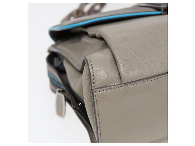 Borsa a spalla in pelle beige grigio argento con chiusura a lucchetto BALENCIAGA Auth am6814V - vista 14