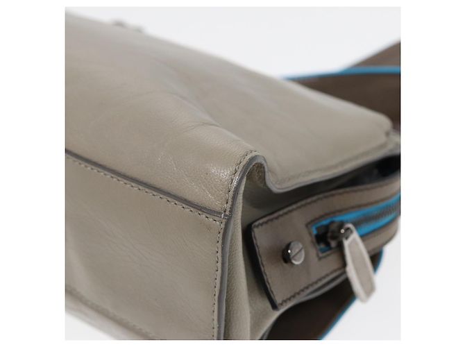 Borsa a spalla in pelle beige grigio argento con chiusura a lucchetto BALENCIAGA Auth am6814V - vista 15