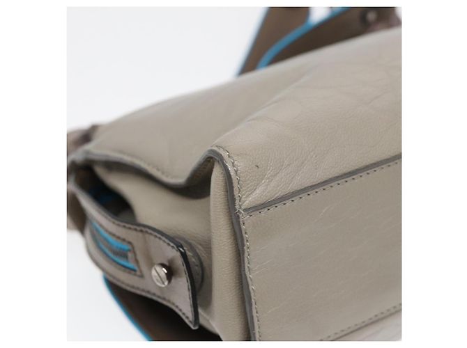 Borsa a spalla in pelle beige grigio argento con chiusura a lucchetto BALENCIAGA Auth am6814V - vista 16