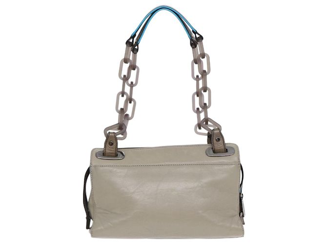 Borsa a spalla in pelle beige grigio argento con chiusura a lucchetto BALENCIAGA Auth am6814V - vista 2
