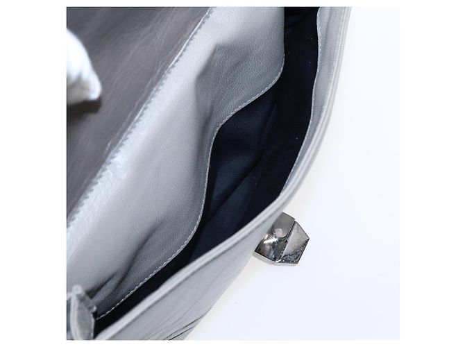 Borsa a spalla in pelle beige grigio argento con chiusura a lucchetto BALENCIAGA Auth am6814V - vista 22