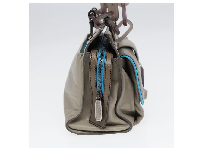 Borsa a spalla in pelle beige grigio argento con chiusura a lucchetto BALENCIAGA Auth am6814V - vista 3