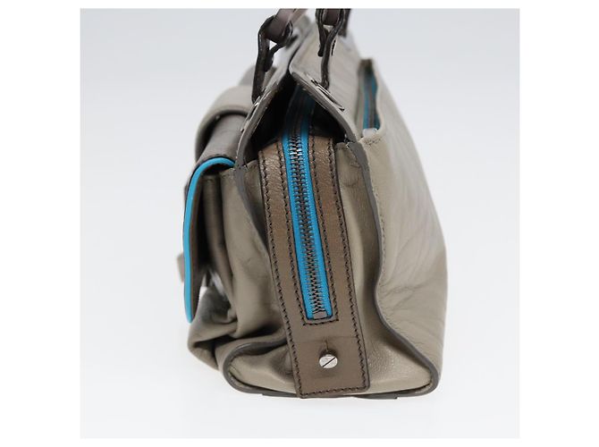 Borsa a spalla in pelle beige grigio argento con chiusura a lucchetto BALENCIAGA Auth am6814V - vista 4