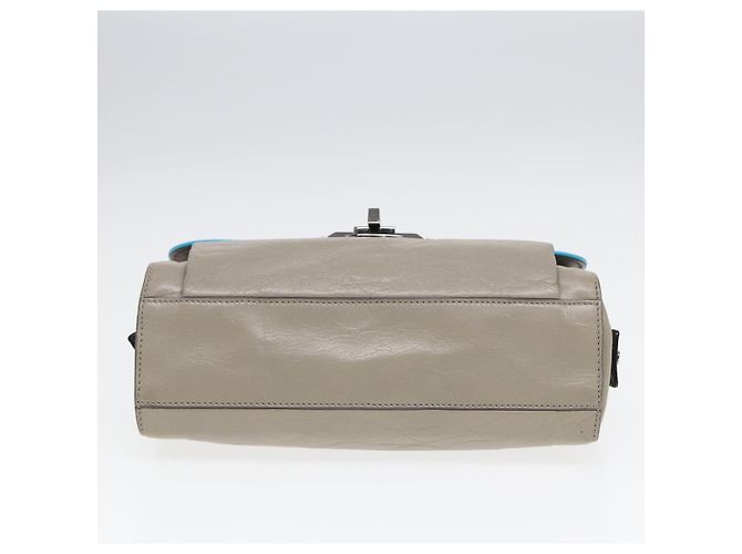 Borsa a spalla in pelle beige grigio argento con chiusura a lucchetto BALENCIAGA Auth am6814V - vista 5