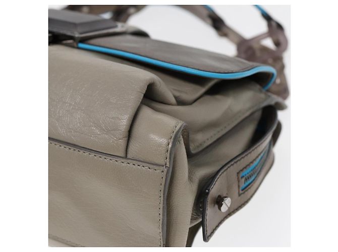 Borsa a spalla in pelle beige grigio argento con chiusura a lucchetto BALENCIAGA Auth am6814V - vista 9