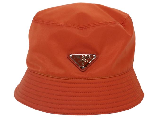 PRADA Bucket Hat aus Nylon in Orange Auth 88334V - Ansicht 13