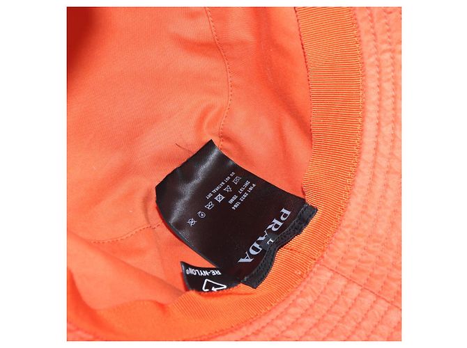 PRADA Bucket Hat aus Nylon in Orange Auth 88334V - Ansicht 14