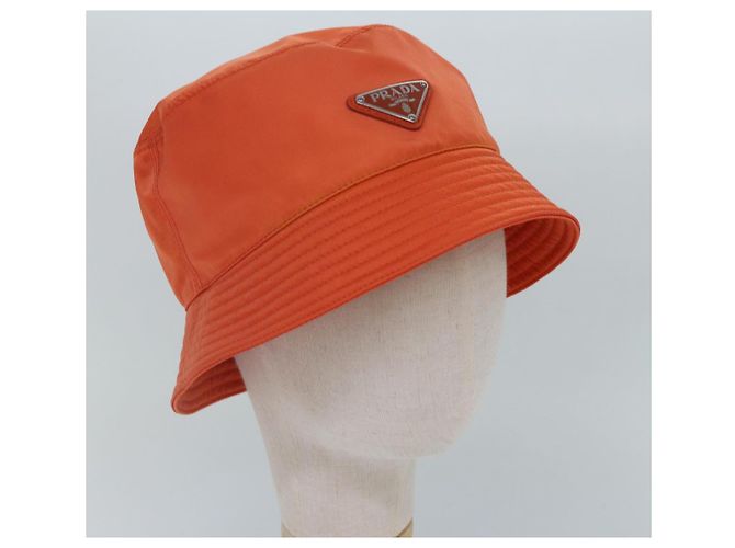 PRADA Bucket Hat aus Nylon in Orange Auth 88334V - Ansicht 15