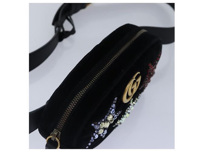 Borsa a vita GUCCI Velluto Nero Oro 476434 Auth bs17475M D'oro - vista 6