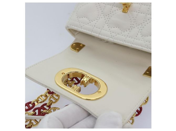 Christian Dior Borsa a spalla micro Dior Calo in pelle di vitello bianco oro Auth 89081SV D'oro - vista 10