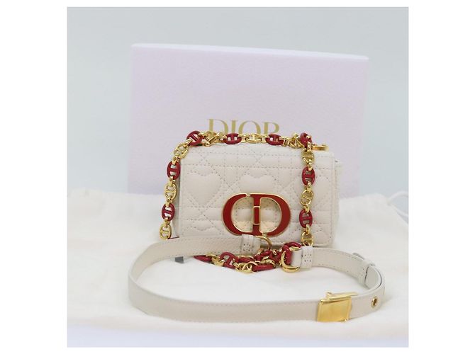 Christian Dior Borsa a spalla micro Dior Calo in pelle di vitello bianco oro Auth 89081SV D'oro - vista 12