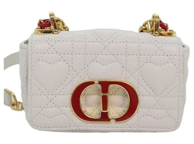 Christian Dior Borsa a spalla micro Dior Calo in pelle di vitello bianco oro Auth 89081SV D'oro - vista 13
