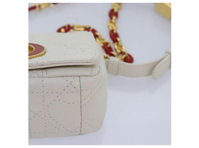 Christian Dior Borsa a spalla micro Dior Calo in pelle di vitello bianco oro Auth 89081SV D'oro - vista 14