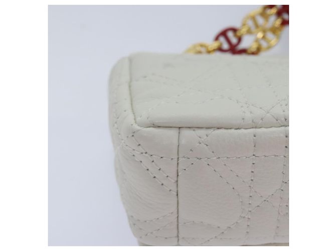 Christian Dior Borsa a spalla micro Dior Calo in pelle di vitello bianco oro Auth 89081SV D'oro - vista 15