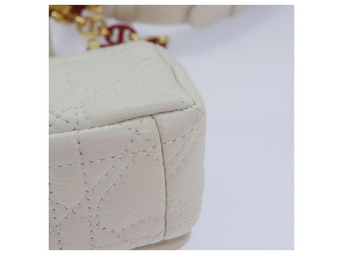 Christian Dior Borsa a spalla micro Dior Calo in pelle di vitello bianco oro Auth 89081SV D'oro - vista 16