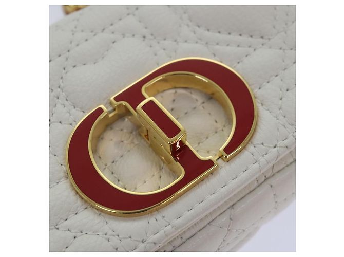 Christian Dior Borsa a spalla micro Dior Calo in pelle di vitello bianco oro Auth 89081SV D'oro - vista 17