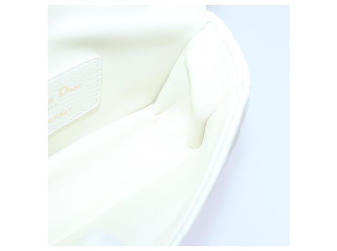 Christian Dior Borsa a spalla micro Dior Calo in pelle di vitello bianco oro Auth 89081SV D'oro - vista 19