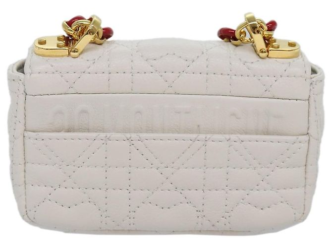 Christian Dior Borsa a spalla micro Dior Calo in pelle di vitello bianco oro Auth 89081SV D'oro - vista 2