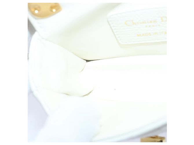 Christian Dior Borsa a spalla micro Dior Calo in pelle di vitello bianco oro Auth 89081SV D'oro - vista 20