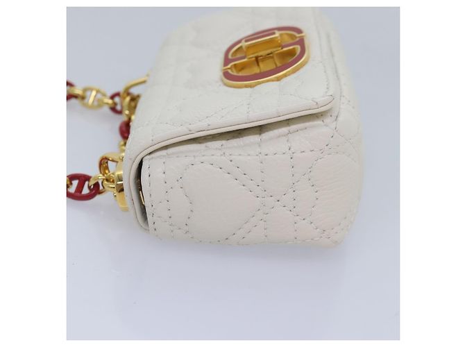 Christian Dior Borsa a spalla micro Dior Calo in pelle di vitello bianco oro Auth 89081SV D'oro - vista 3