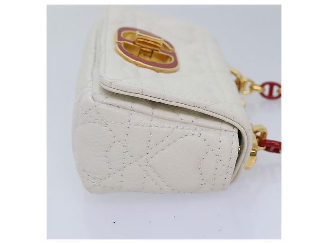 Christian Dior Borsa a spalla micro Dior Calo in pelle di vitello bianco oro Auth 89081SV D'oro - vista 4