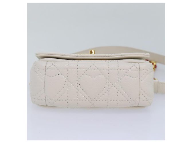 Christian Dior Borsa a spalla micro Dior Calo in pelle di vitello bianco oro Auth 89081SV D'oro - vista 5