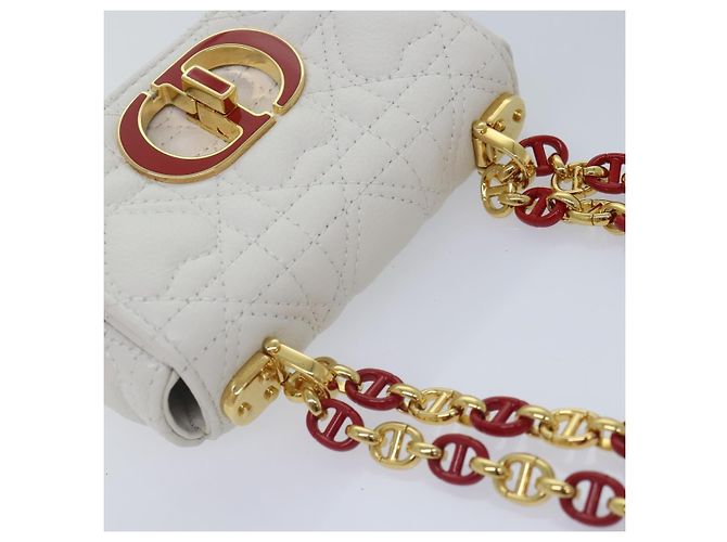 Christian Dior Borsa a spalla micro Dior Calo in pelle di vitello bianco oro Auth 89081SV D'oro - vista 6