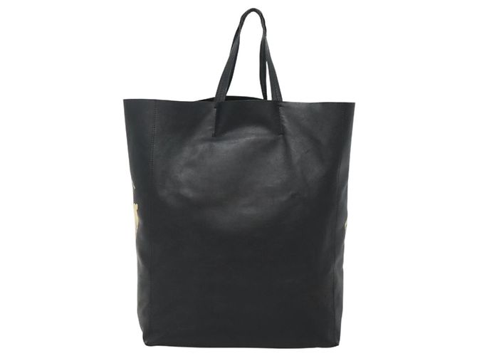 Céline Borsa Tote Verticale in Pelle Mustang Print di CELINE Nero Oro Auth bs27989 D'oro - vista 2