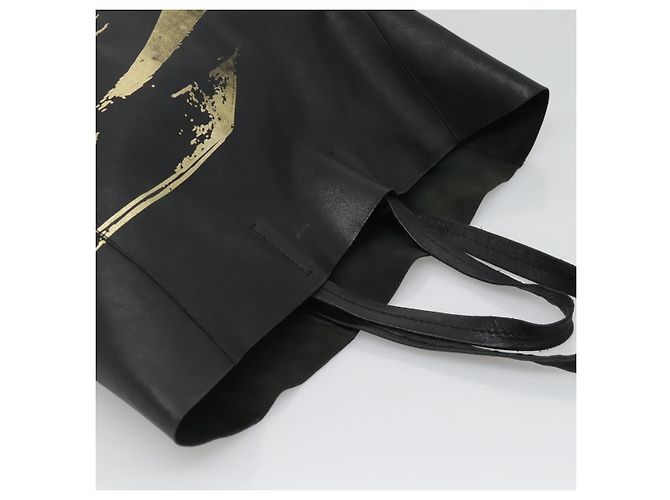 Céline Borsa Tote Verticale in Pelle Mustang Print di CELINE Nero Oro Auth bs27989 D'oro - vista 6
