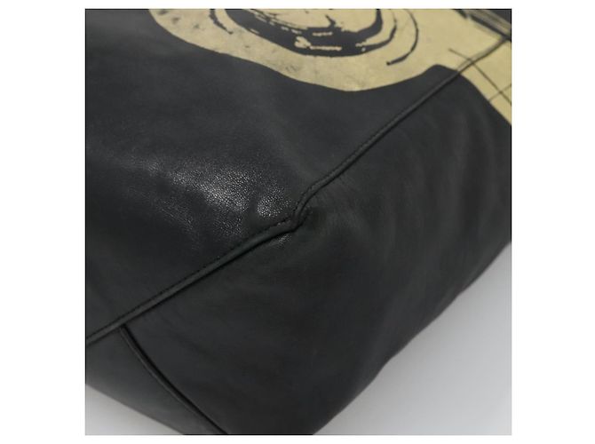 Céline Borsa Tote Verticale in Pelle Mustang Print di CELINE Nero Oro Auth bs27989 D'oro - vista 9
