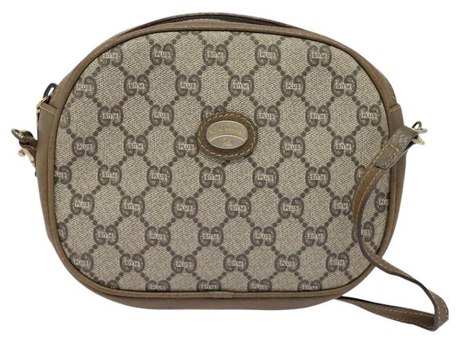 Borsa a Spalla GUCCI GG Plus Supreme PVC Beige Oro Auth ep9746 D'oro - vista 13