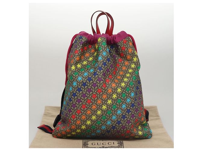 Gucci Mochila GG Supreme Sherry Line de PVC beige arcoíris 550775 Auth 112335V - vista 12