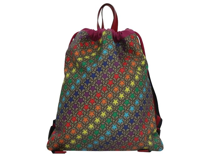 Gucci Mochila GG Supreme Sherry Line de PVC beige arcoíris 550775 Auth 112335V - vista 13