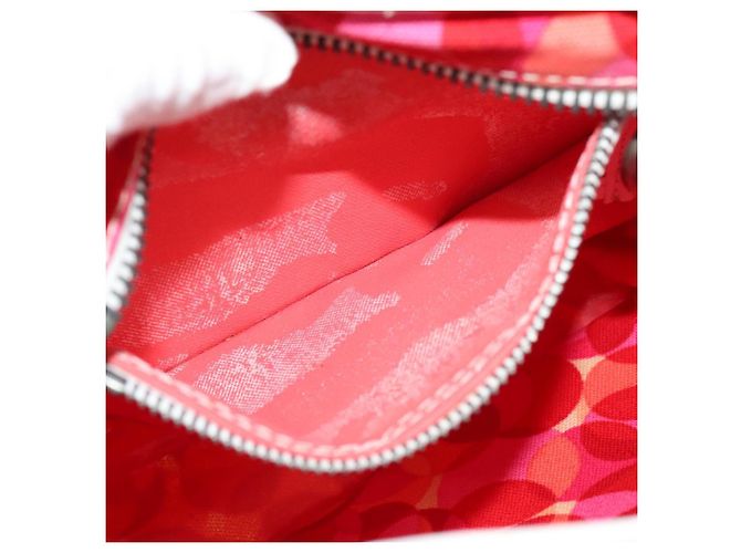 Céline Bolso de Hombro de Lona Roja Auth 112849V - vista 10