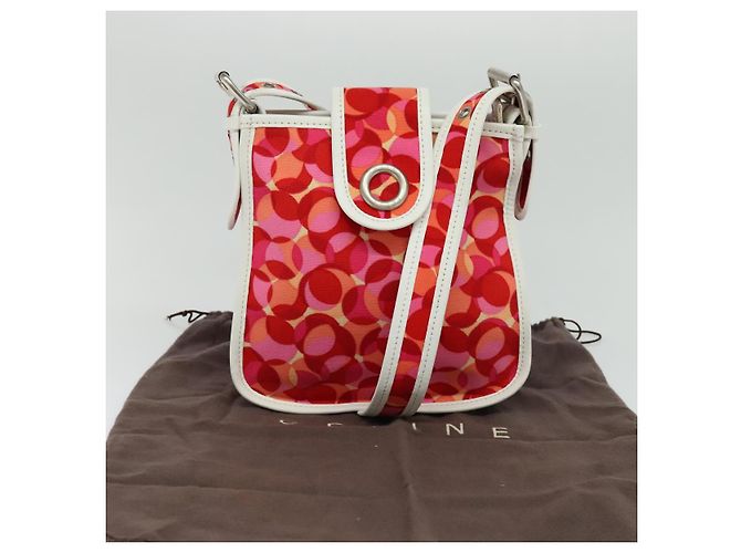 Céline Bolso de Hombro de Lona Roja Auth 112849V - vista 12