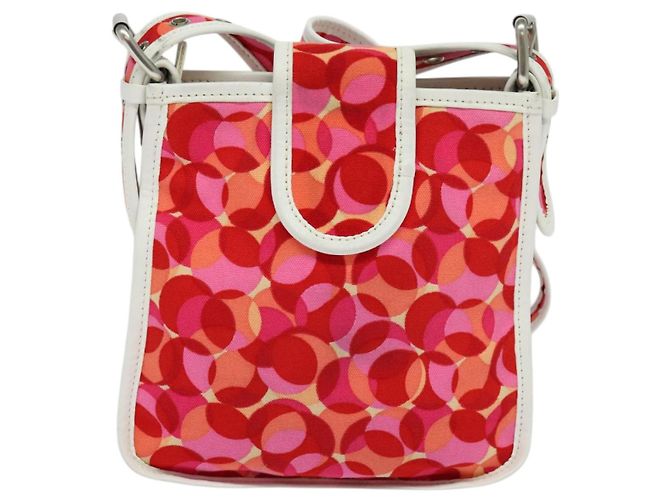 Céline Bolso de Hombro de Lona Roja Auth 112849V - vista 2