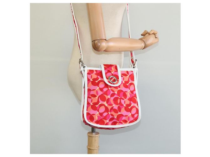 Céline Bolso de Hombro de Lona Roja Auth 112849V - vista 22
