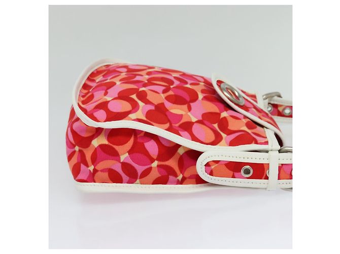 Céline Bolso de Hombro de Lona Roja Auth 112849V - vista 4