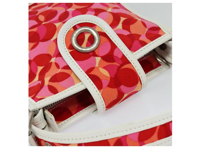 Céline Bolso de Hombro de Lona Roja Auth 112849V - vista 6
