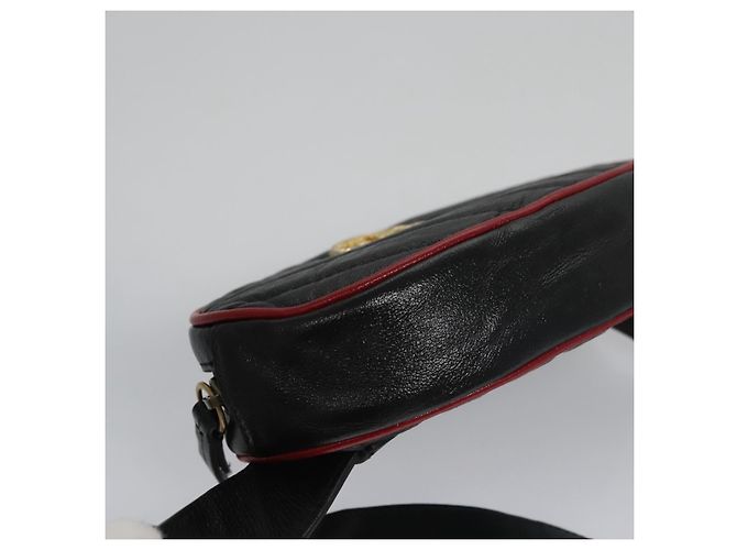 GUCCI GG Marmont Bolsa de cintura Couro Preto Vermelho Auth bs22241V - vista 14