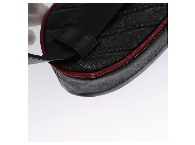 GUCCI GG Marmont Bolsa de cintura Couro Preto Vermelho Auth bs22241V - vista 16
